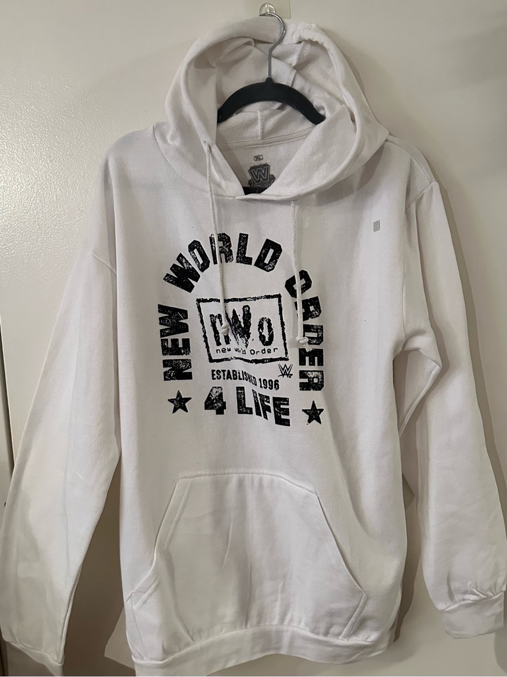 WWE White Crewneck Hoodie with Black NWO Graphic